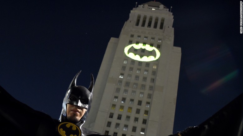 The Bat Signal Shines Over Los Angeles To Honor Adam West