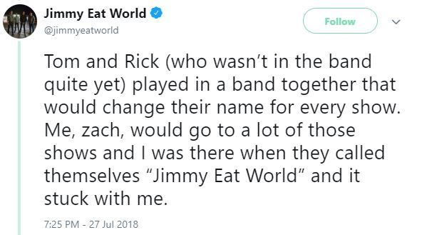 Jimmy Eat World Kinda Regret Their Band Name, Share The Story Behind It